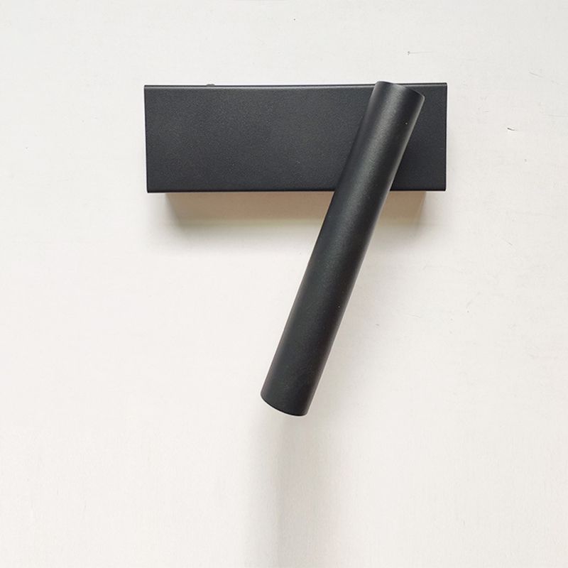 Aluminum Bedside LED Reading Lamp Rotatable Cylindrical Mini Wall Mount Lamp in White Light