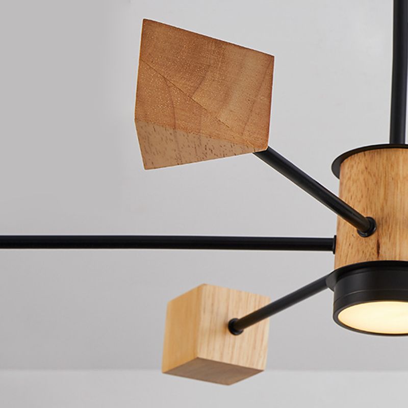Luce a ciondolo a LED LED in legno con moderno lampadario di macaron in stile creativo con ombra acrilica