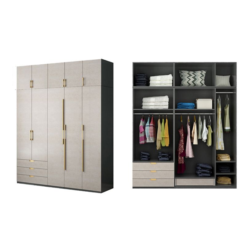 Engineered Wood Wardrobe Closet with Shelves Modern Wardrobe Cabinet