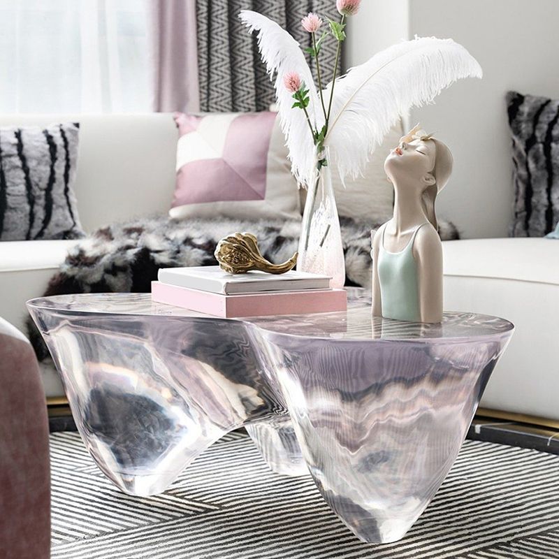 3 Legs Clear Contemporary Acrylic Single Coffee Cocktail Table