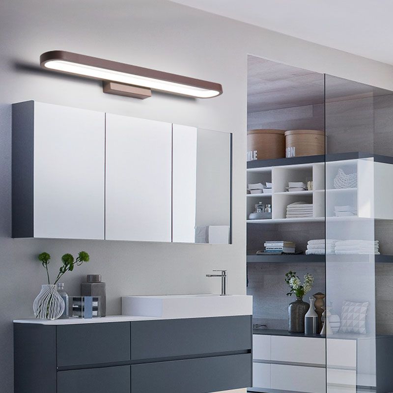 Lineal estilo moderno moderno tocador de tocador 1 luz de espejo LED de luz para el baño en marrón