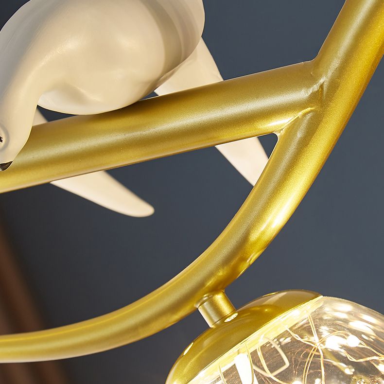 4 Light Sphere Island Light Fixture Contemporary Glass Island Chandelier in Gold