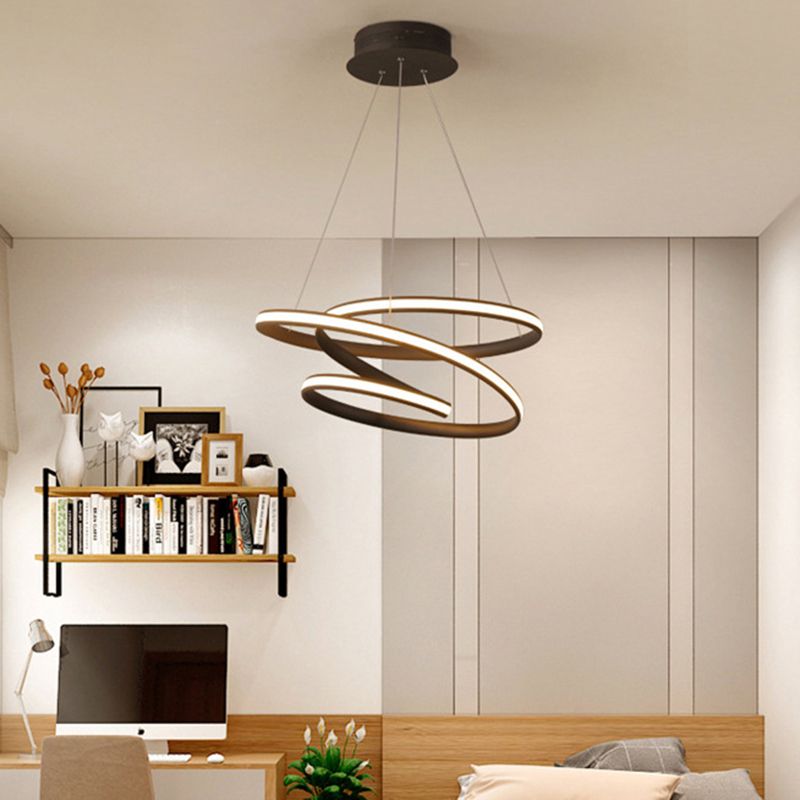Curva senza soluzione di continuità lampadario a sospensione a LED LIGHT METALLICO Lampadella in stile Nordico nel caffè