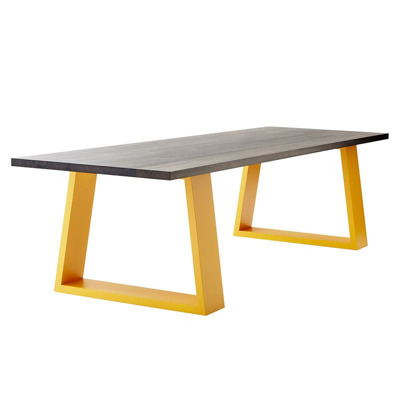 Metal Industrial Rectangle Dining Table for Home Pine Wood Top Table with Sled