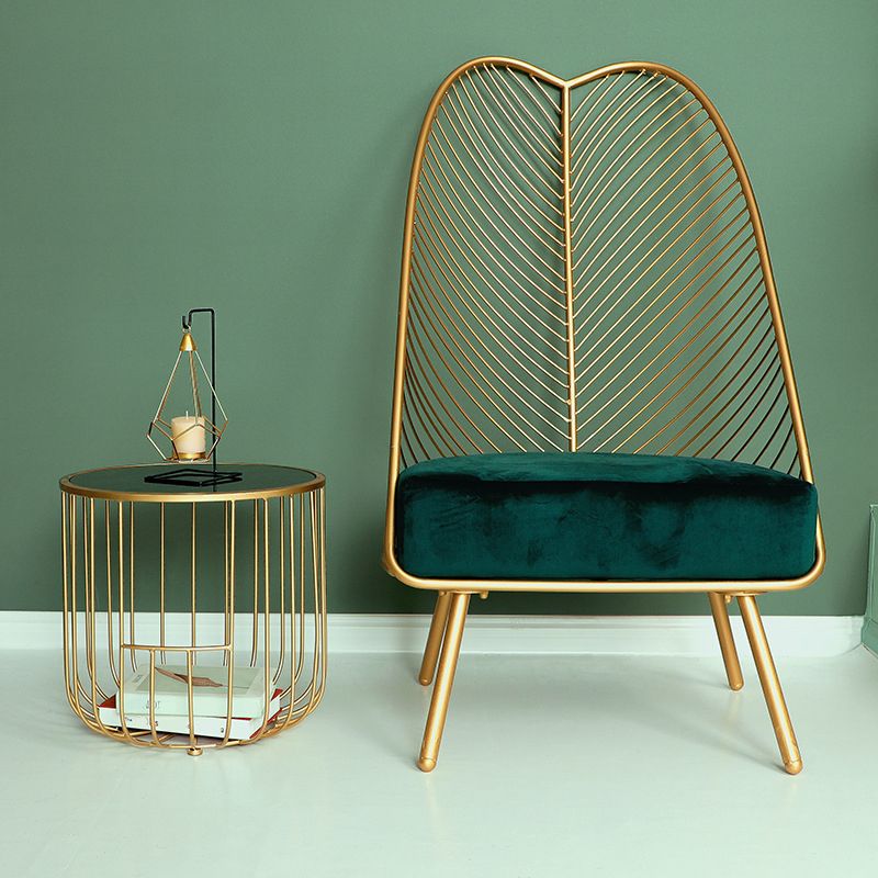 Contemporary Round Top Cocktail Table with Frame Base in Iron