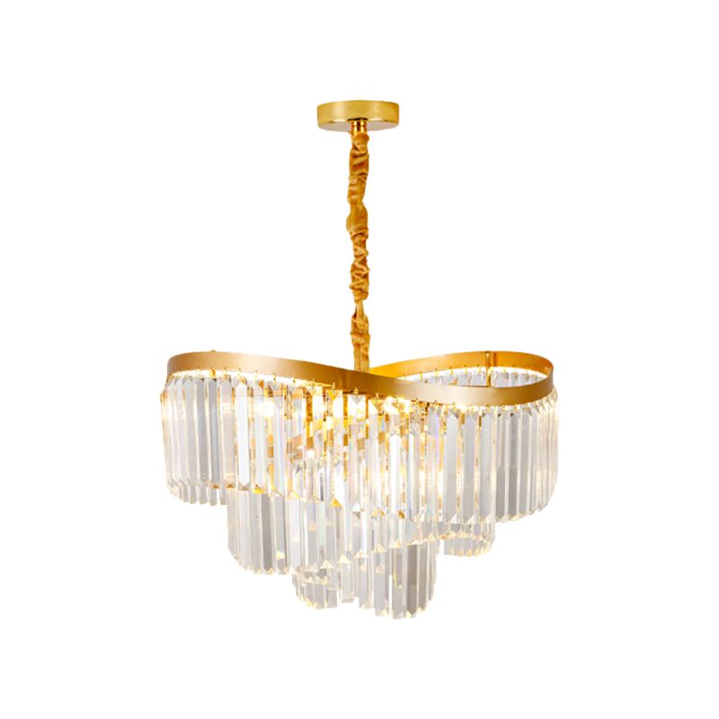 Spiral Clear Crystal Prisms Kroonluchter licht eigentijds 10/11 lampen woonkamer ophanging hanger, 21,5 "/30" breed