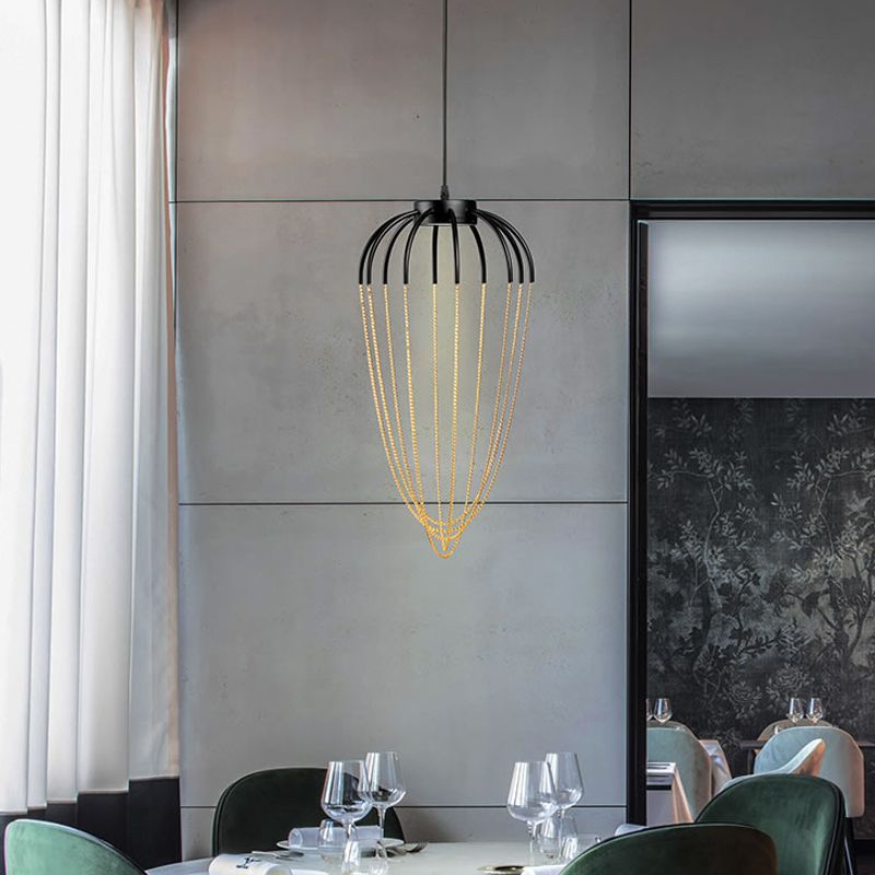 19 "/ 21" W CALIST PENDANT ÉCLAIRAGE LECLURATION METAL 1 LUMIÈRE LUMINE CONtemporaine Hanging Light en noir et or