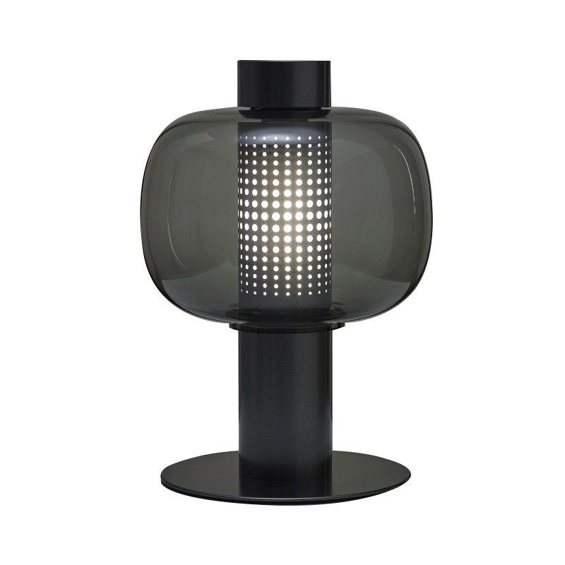 Nightstand elliptique Light Postmodern Smoke Grey / Cognac Glass 1 Head Living Room Table Lampe en noir / blanc