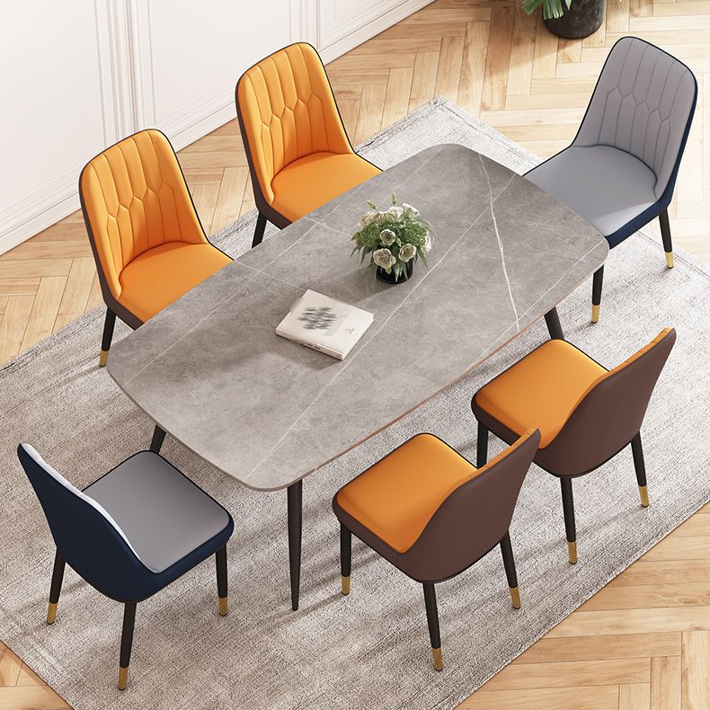 Silla de comedor de metal de estilo escandinavo, silla sin brazos con respaldo sólido