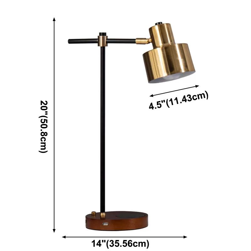 Zylindertischlampe Mitte des Jahrhunderts Tischlampe Metall 1 Leichte Nachttischlampe in Gold