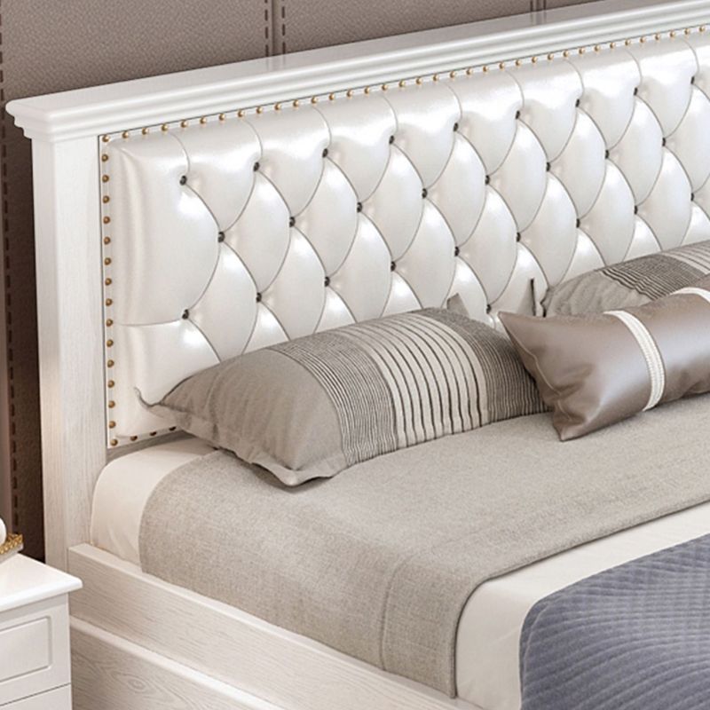 Contemporary Wood and Upholstered Bed Rectangular Standard Bed with Custom Gold Legs