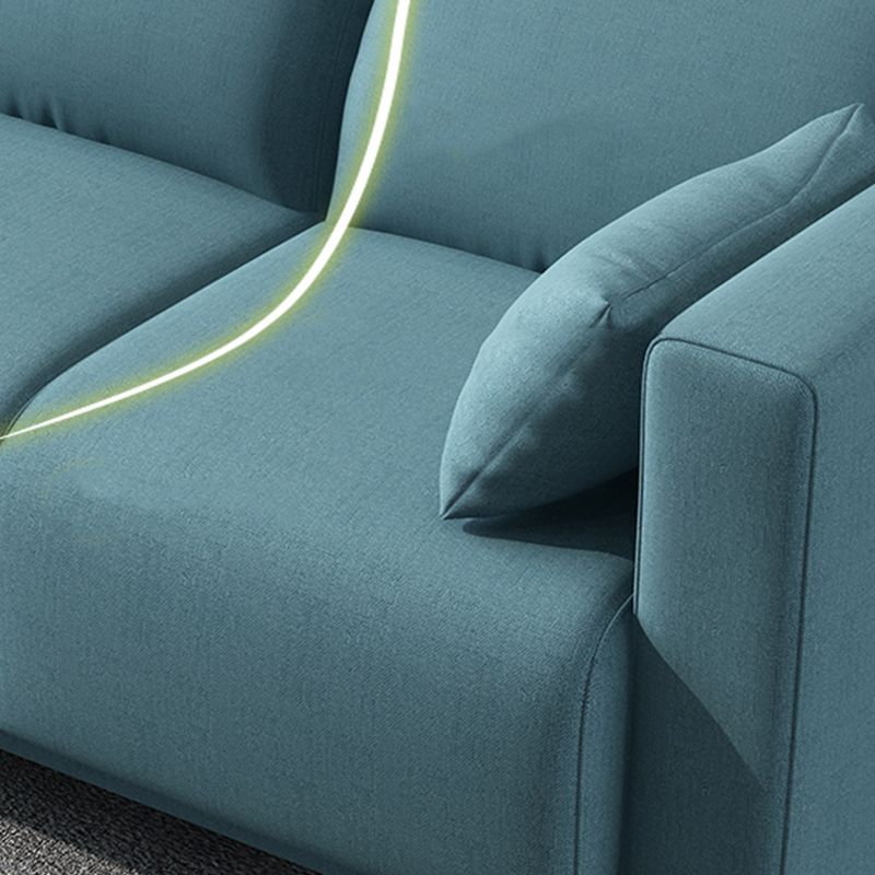 Loose Back Linen Square Arm Modern Sofa with Slipcover for Living Room