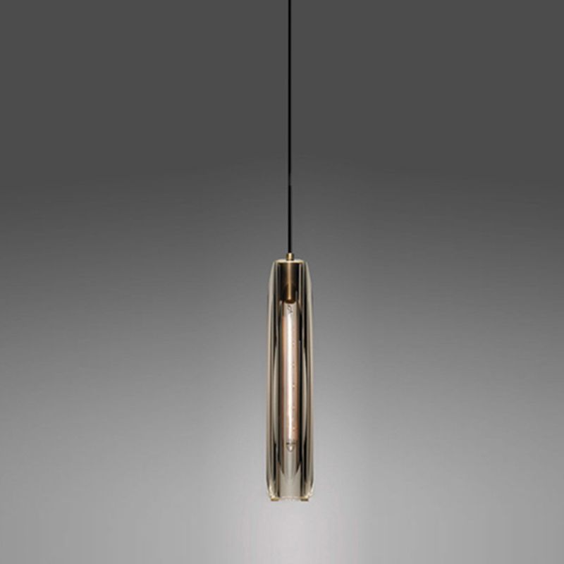 Modern Minimalist Cylindrical Shape Pendant Light Crystal Clear Suspension Light  for Living Room
