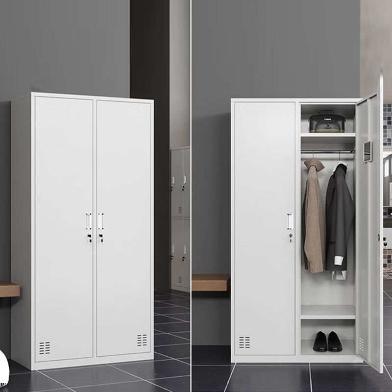Modern Style Wardrobe Gray Colour Metal Wardrobe Closet with Locks