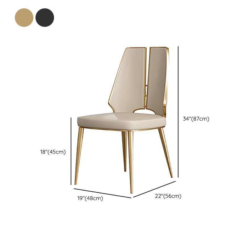 Glam Style Side Chair Leather Metal Base Dining Chair for Dining Room