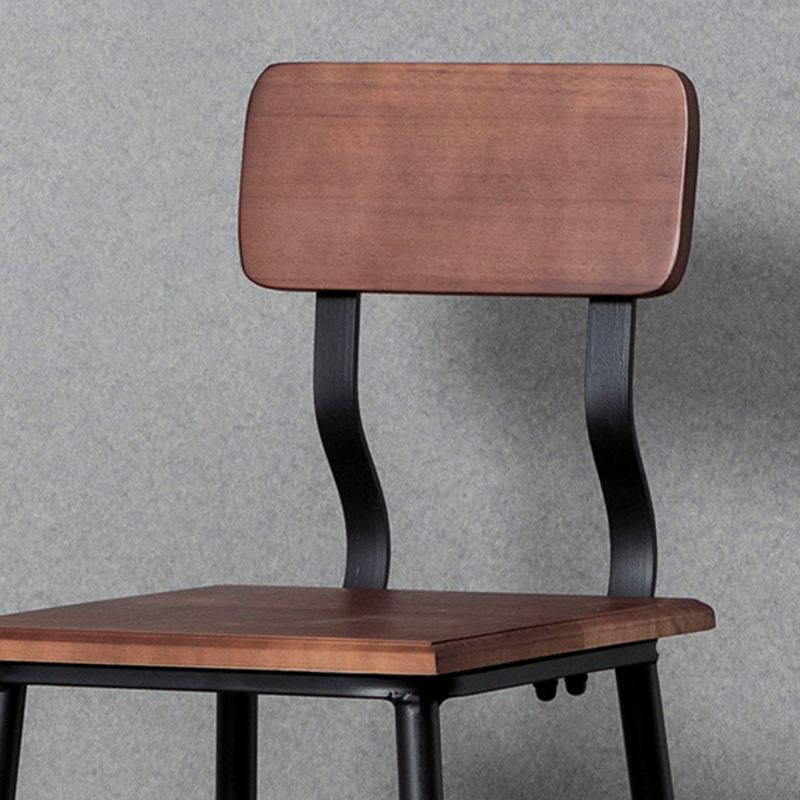 Industrial Style Ironwork Barstool Solid Wood Seat Bar High Chair with Backrest