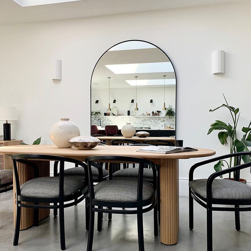 Modern Pine Wood Dining Table Oval Wooden Table with Double Pedestal
