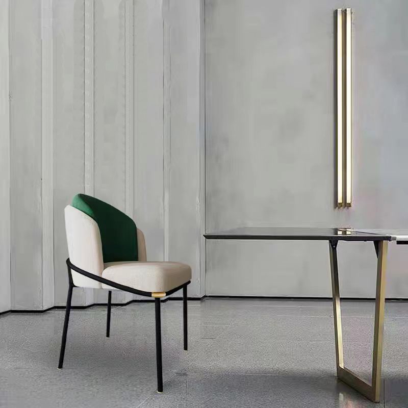 Modern Upholstered Armless Chair Fabric Dining Chair with Metal Base for Restaurant