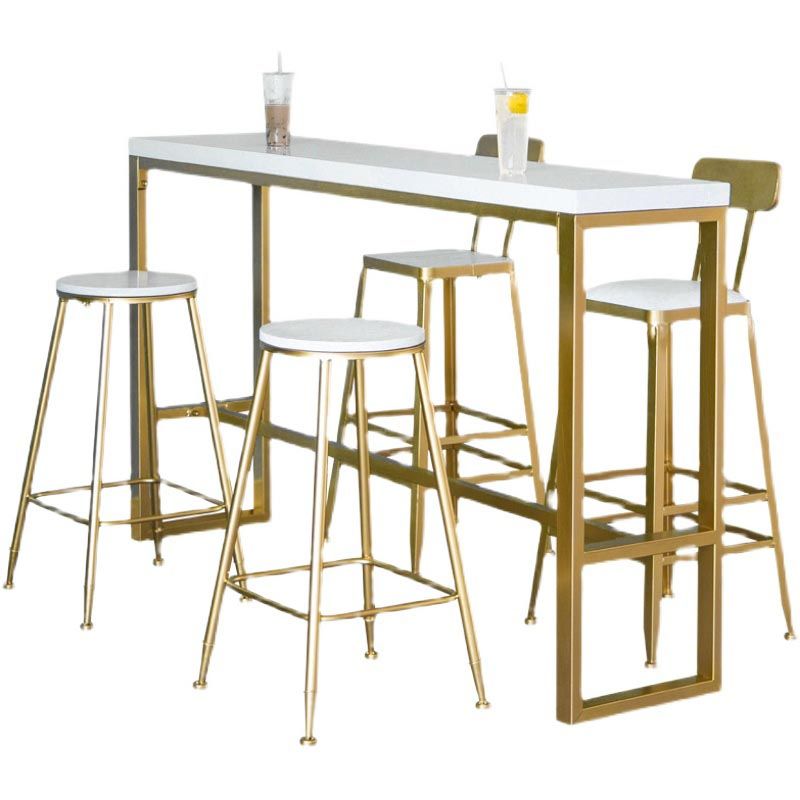 Glam Style Bar Table Gold Pedestal Pub Table for Living Room