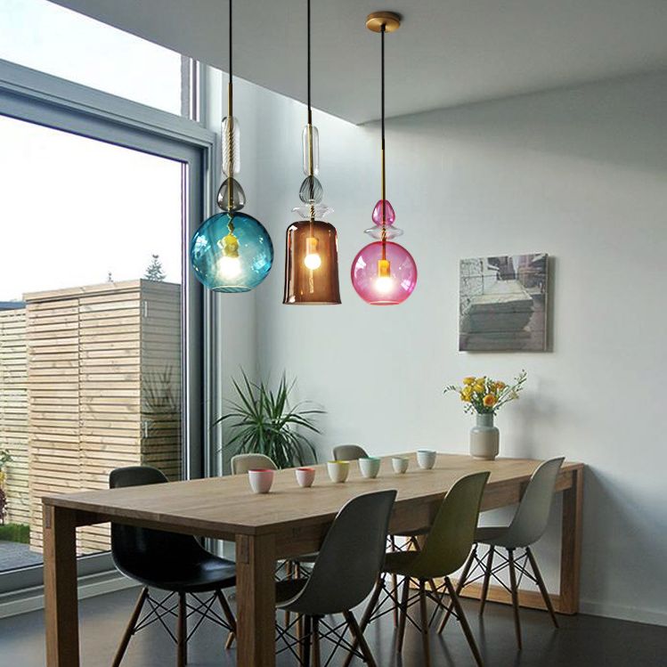 Ultra-Moderne Simplicity Candy Hanging Deckenleuchte Glasfederung Anhänger Licht für das Restaurant