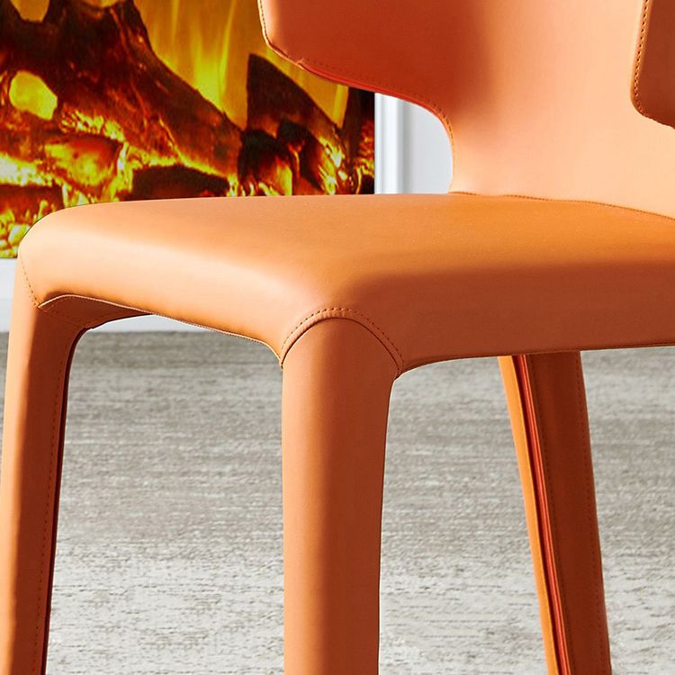 Matte Finish Solid Back Chair for Dining Room Faux Leather Contemporary Dining Chair