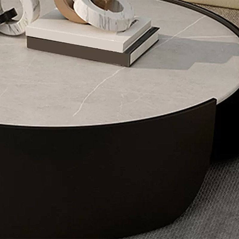 Dia 35.4" Round Cocktail Table Glam Slate Top 1 Single Coffee Table