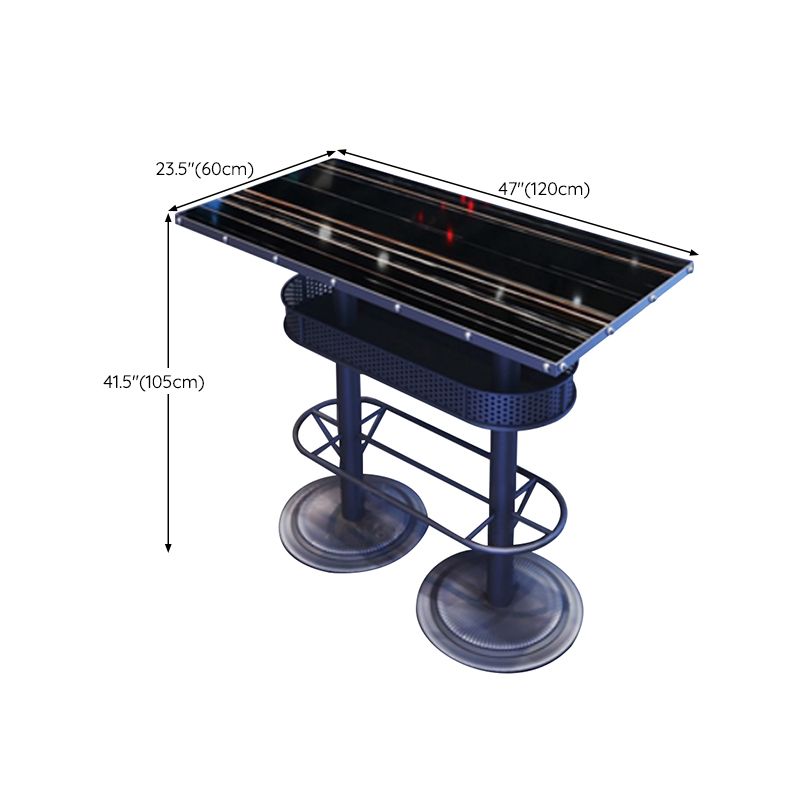 Industrial Style Bar Wine Table Black Bar Dining Table with Storage