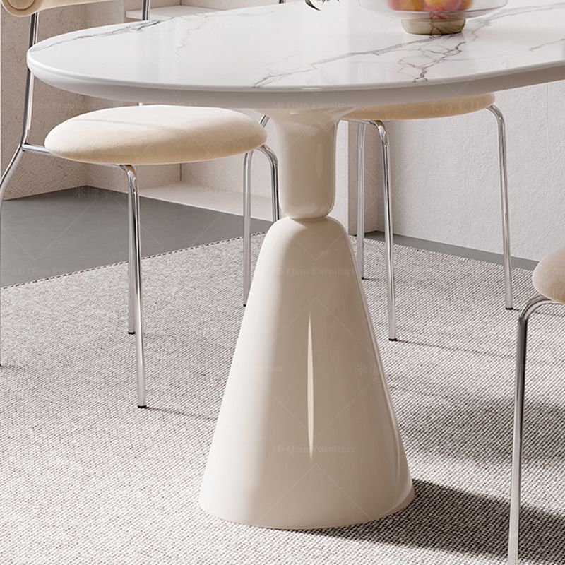 Contemporary Double Pedestal Dining Table Oval  Kitchen Dinner Table