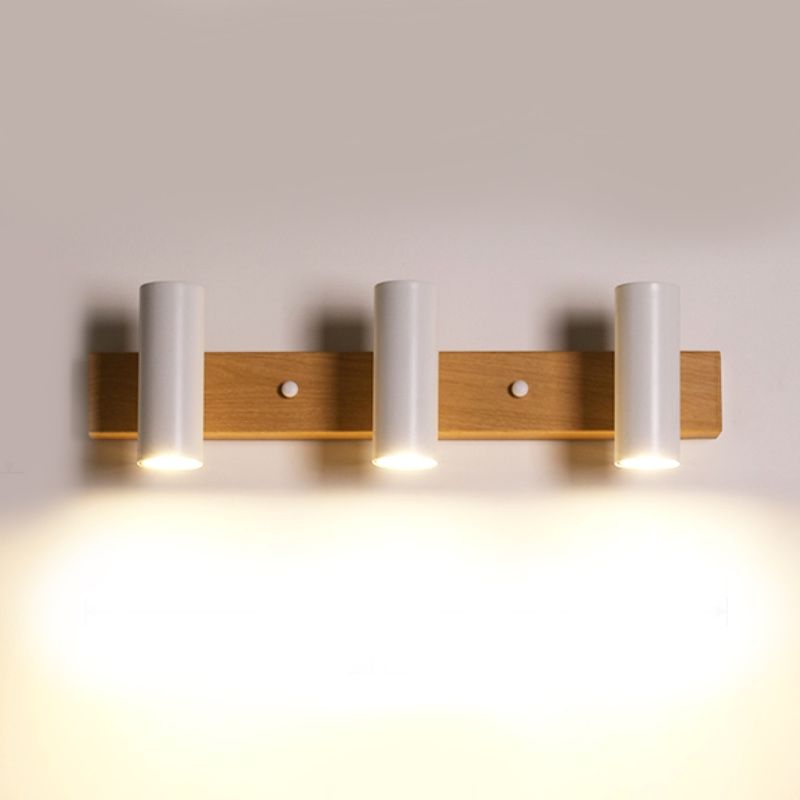 Multi Light Strip Vanity Light Modern Style Mirror Light with Wood for Bedroom
