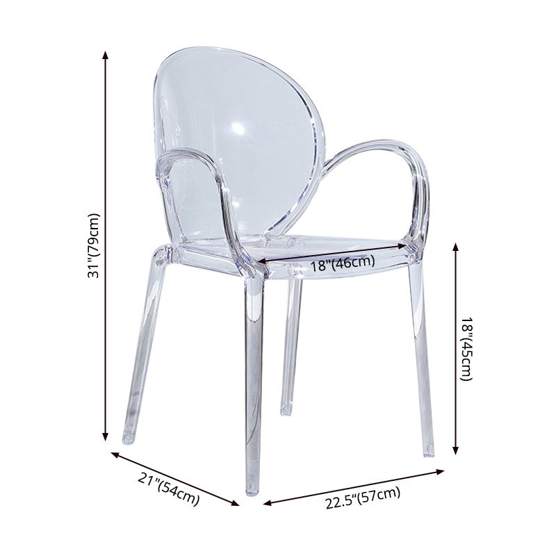 Modern Transparent Plastic Solid Back Side Chair 34"H Dining Chair for Restaurant