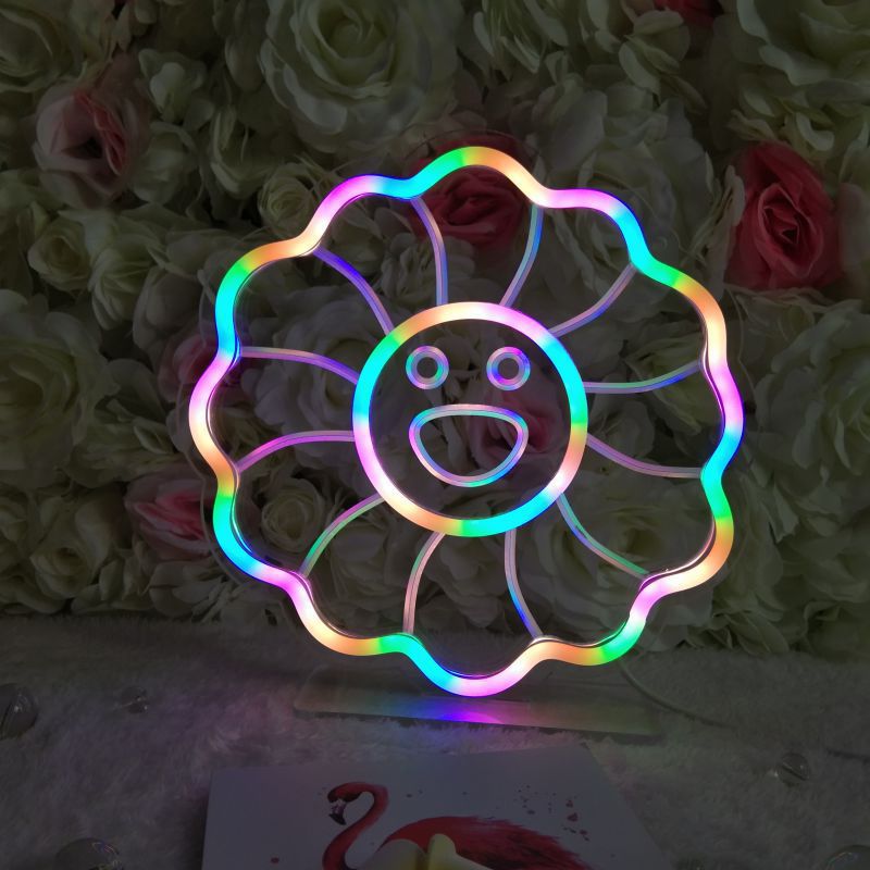 Cartoon geassorteerde vorm neon verlichting plastic kinderen slaapkamer led nachtlamp in wit