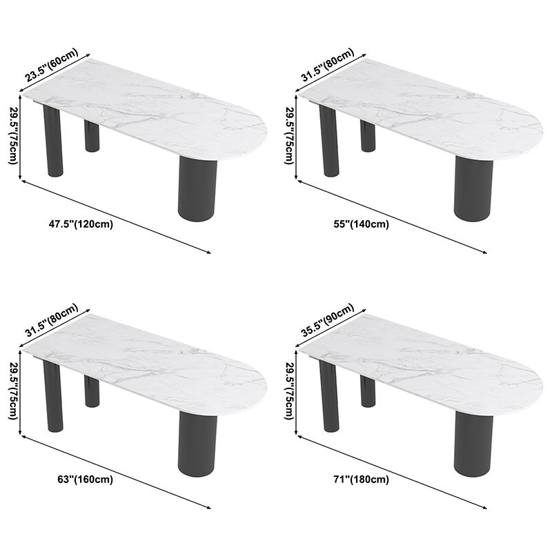 Contemporary Dining Table Sintered Stone Table with 3 Black Legs for Dining