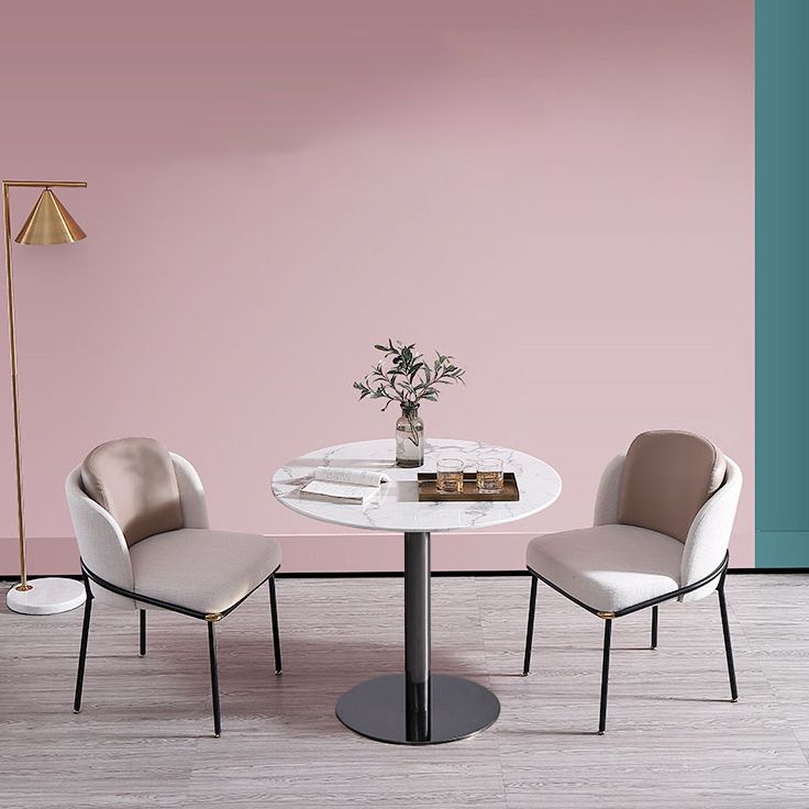 Metal Traditional Luxury Round Dining Table Marble Indoor Table Top with Pedestal Base