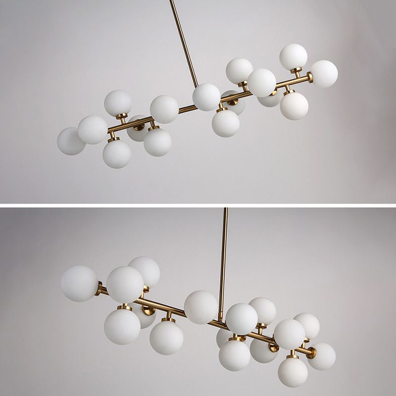 Luce a soffitto sferico dell'isola contemporanea in vetro oro isola a sospensione Luce