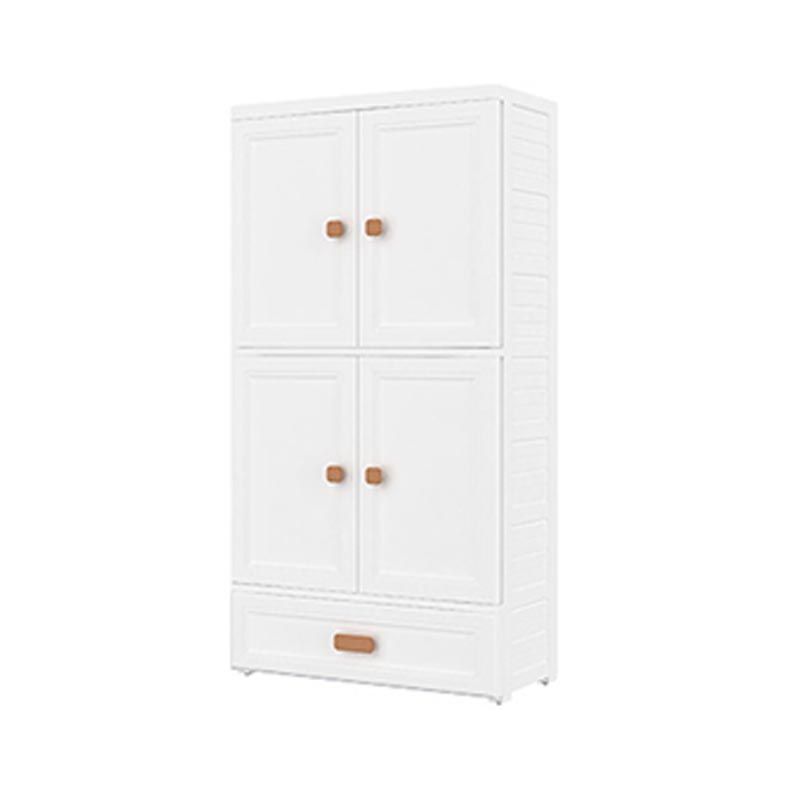 White Plastic Wardrobe Armoire with Legs Contemporary Wardrobe Closet