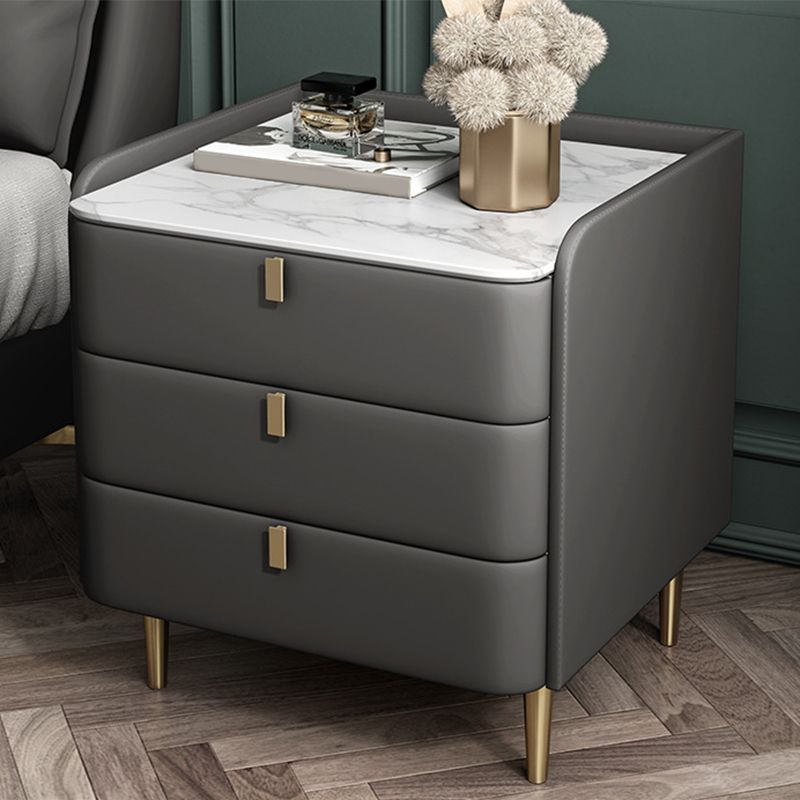 Solid Wood Frame 3 Drawer Leather Multicolor Choice Gold Table Leg Nightstand