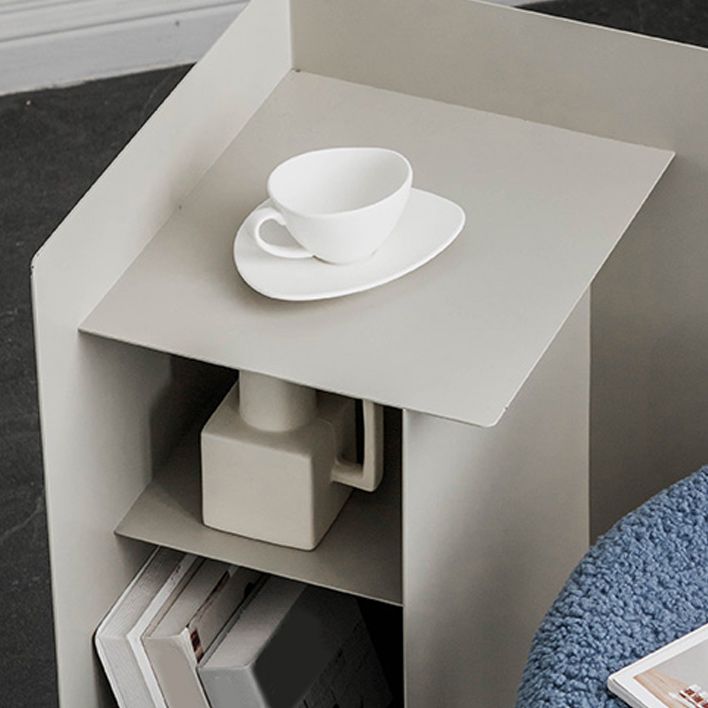 Metal Abstract End Table Mid-Century Corner Table with Shelf