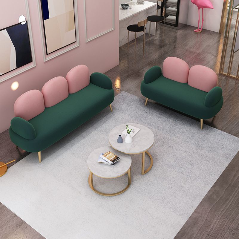 Contemporary Green Sofa with Square Arm and Tight Back for Apartment