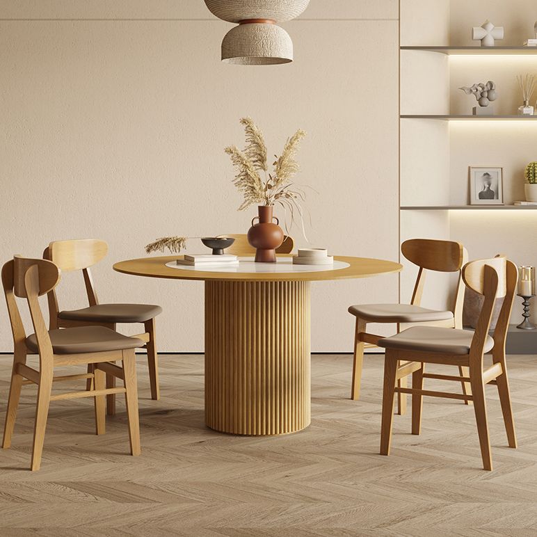 Round Dining Table Contemporary Dining Table with Solid Wood Pedestal