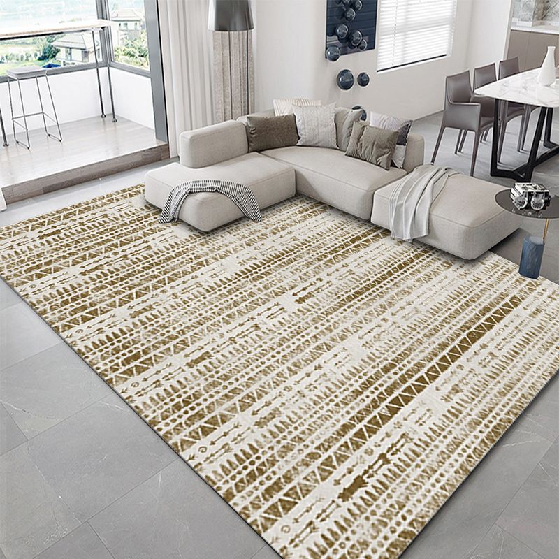Dark Green Pattern Carpet Polyester Modern Carpet Washable Area Carpet for Living Room