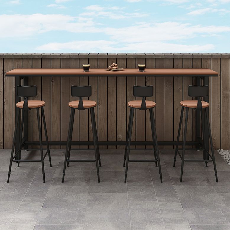 Outdoor 42-inch Height Bar Table Industrial Style Wood Top Bar Table