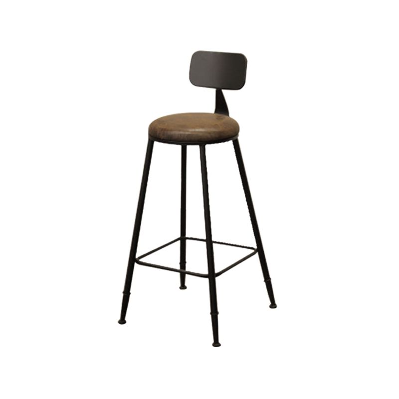 Contemporary Bar-height Counter Stool Low Back Bar Stool with Metal Base