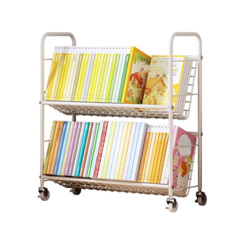 Standard Open Back Bookshelf Metal Metal White Contemporary Bookcase