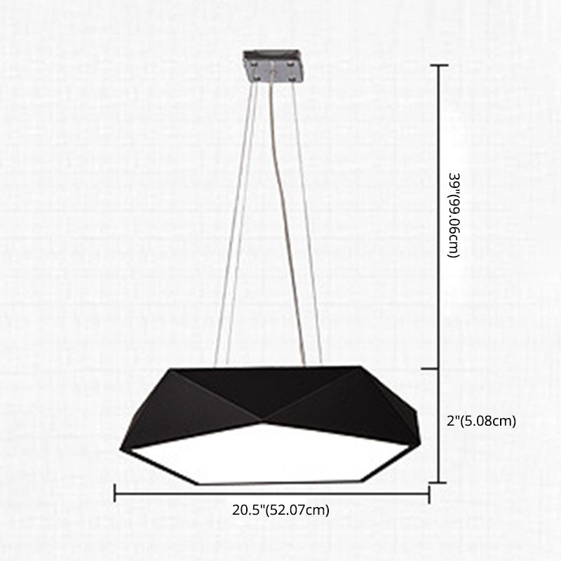 LED Pentagonal Pendant Lamp Nordic Metal Office Hanging Light with Acrylic Diffuser