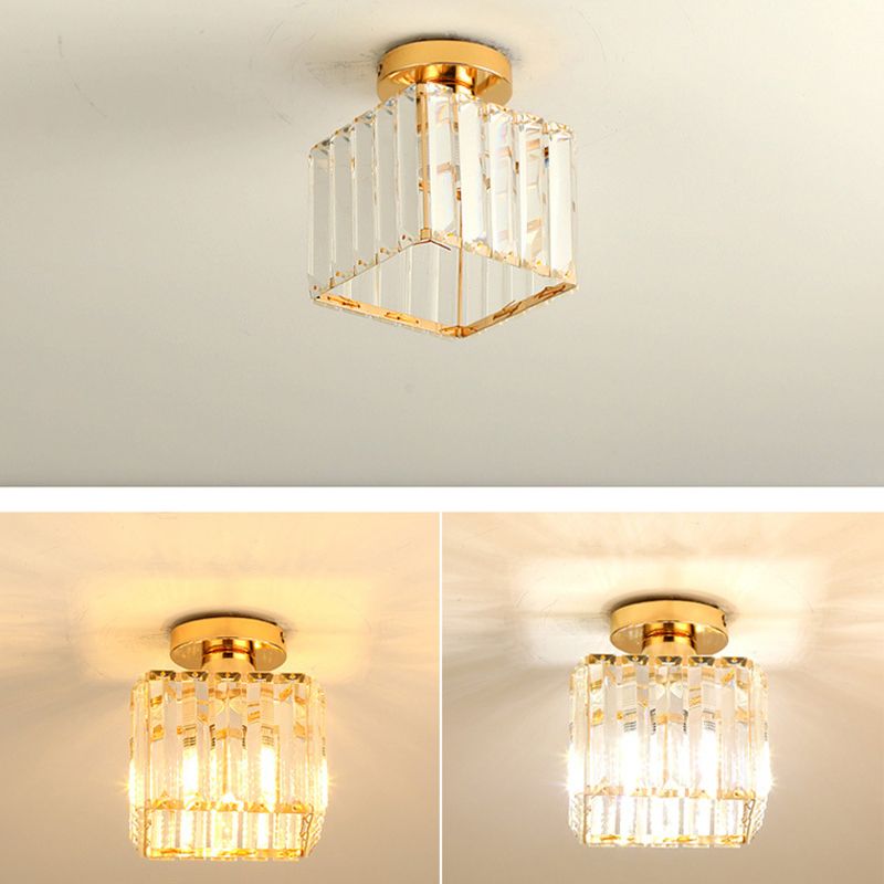5.9 Inches Wide Mini Crystal Ceiling Light Single Bulb Modern Lighting Fixture for Fitting Room