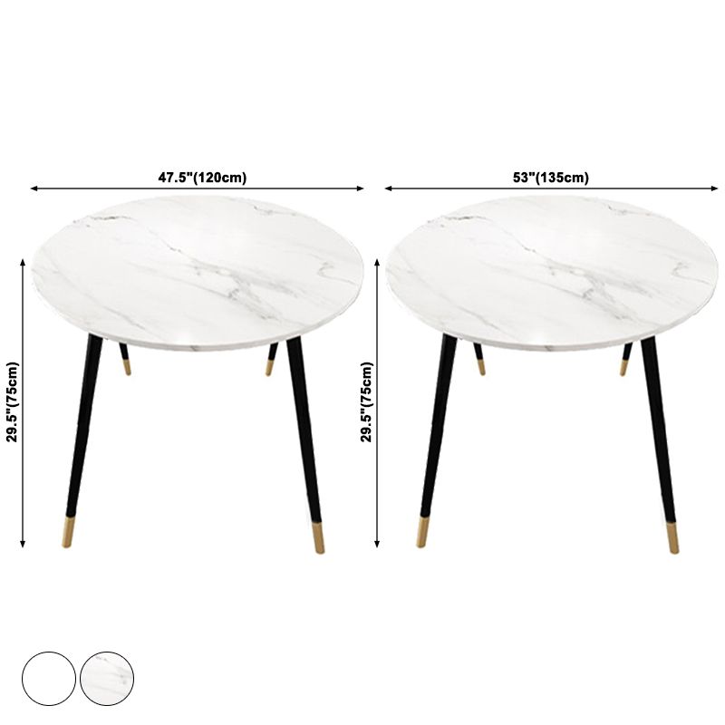 Ronde vorm Moderne eettafel Witte toon vaste tafel met gesinterde steen