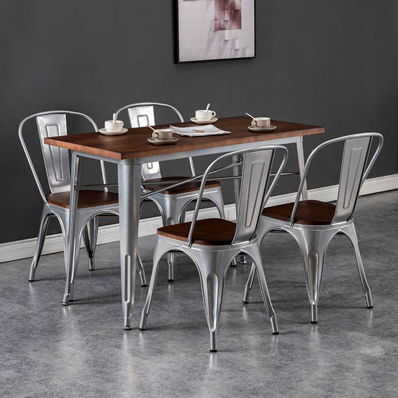 Mesa de comedor de madera maciza de estilo industrial Mesa de comedor con base de metal para comedor