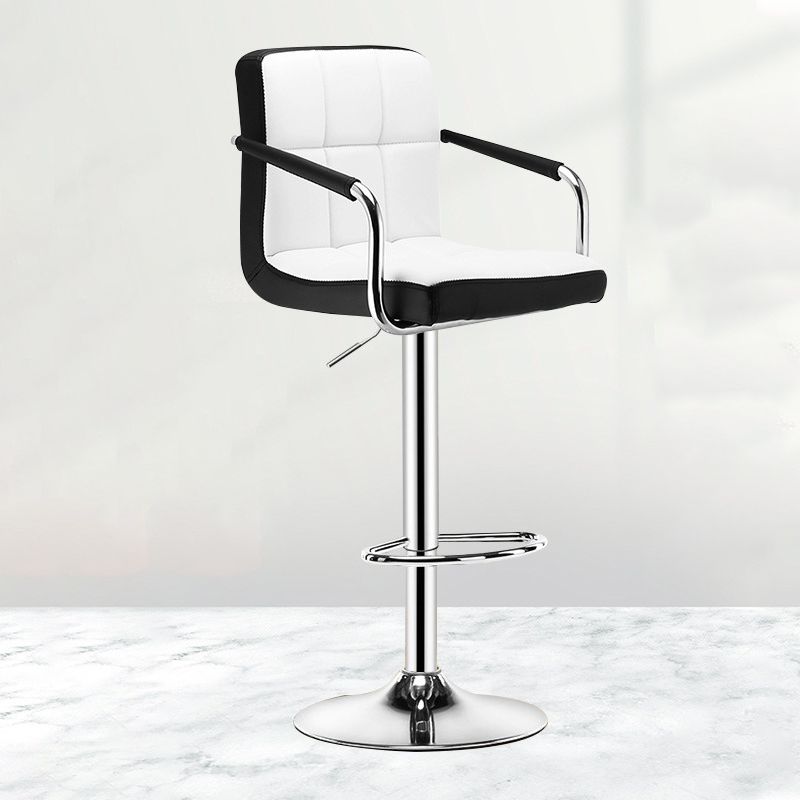 Contemporary Leather Counter Height Stools Adjustable Height Bar Stool