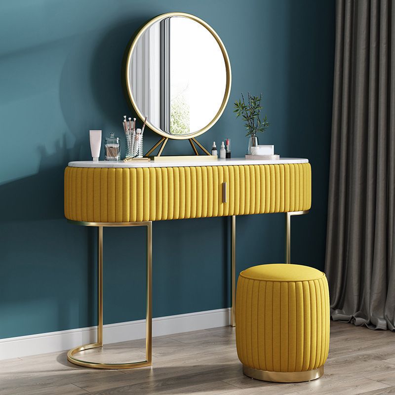 Glam Marble Top Vanity Table 30.15" H Makeup Dressing Table Set