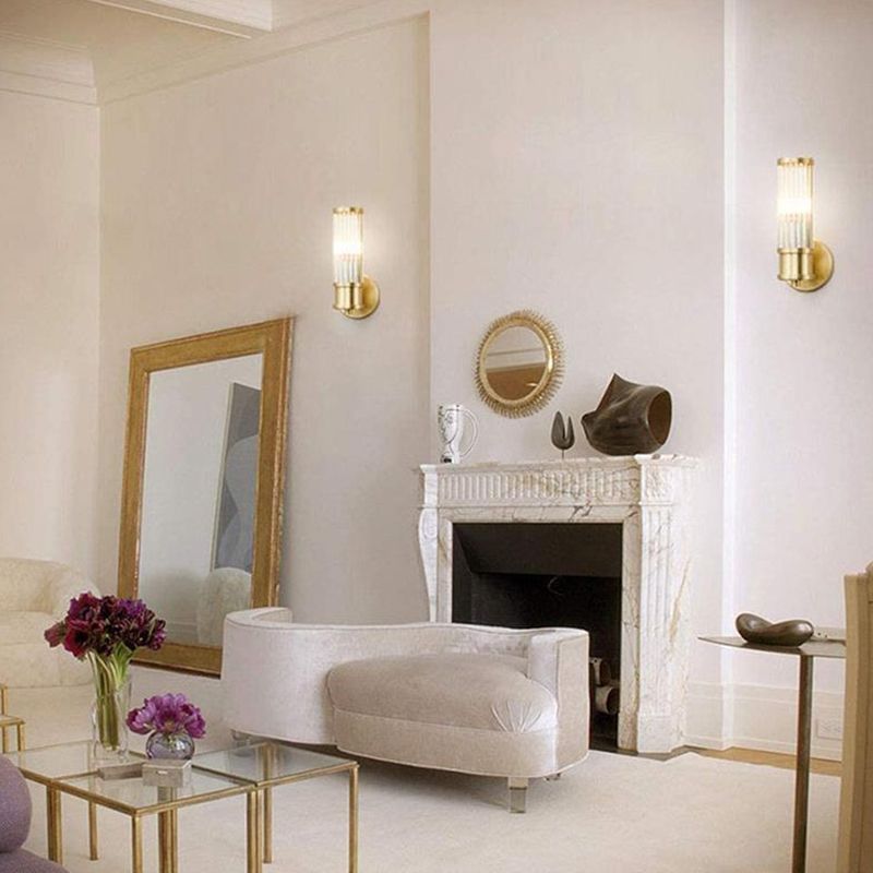 Crystal Half Cylinder Wall Lights Modern Style Multi Lights Wall Light Sconce in Brass